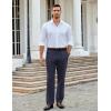 COOFANDY Men Linen Dress Pants Classic Fit Suit Pants Lightweight Wrinkle Free Casual Trousers(Navy Blue)