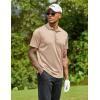 COOFANDY Men Polo Shirts Short Sleeve Quick Drying Athletic Collared Golf Shirts Moisture Wicking Tees(Khaki)