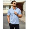 COOFANDY Men Polo Shirts Short Sleeve Quick Drying Athletic Collared Golf Shirts Moisture Wicking Tees(Light Blue)