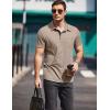 COOFANDY Men Short Sleeve Polo Shirt Casual Summer Collar Shirts Dress Button Polo T Shirt Classic Golf Shirts(Beige)