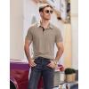 COOFANDY Men Short Sleeve Polo Shirt Casual Summer Collar Shirts Dress Button Polo T Shirt Classic Golf Shirts(Beige)