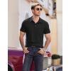 COOFANDY Men Short Sleeve Polo Shirt Casual Summer Collar Shirts Dress Button Polo T Shirt Classic Golf Shirts(Black)