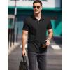 COOFANDY Men Short Sleeve Polo Shirt Casual Summer Collar Shirts Dress Button Polo T Shirt Classic Golf Shirts(Black)