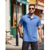 COOFANDY Men Short Sleeve Polo Shirt Casual Summer Collar Shirts Dress Button Polo T Shirt Classic Golf Shirts(Blue)
