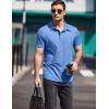 COOFANDY Men Short Sleeve Polo Shirt Casual Summer Collar Shirts Dress Button Polo T Shirt Classic Golf Shirts(Blue)