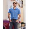 COOFANDY Men Short Sleeve Polo Shirt Casual Summer Collar Shirts Dress Button Polo T Shirt Classic Golf Shirts(Blue)
