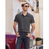 COOFANDY Men Short Sleeve Polo Shirt Casual Summer Collar Shirts Dress Button Polo T Shirt Classic Golf Shirts(Dark Grey)