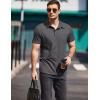 COOFANDY Men Short Sleeve Polo Shirt Casual Summer Collar Shirts Dress Button Polo T Shirt Classic Golf Shirts(Dark Grey)