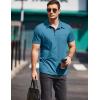 COOFANDY Men Short Sleeve Polo Shirt Casual Summer Collar Shirts Dress Button Polo T Shirt Classic Golf Shirts(Deep Blue)