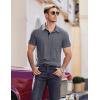 COOFANDY Men Short Sleeve Polo Shirt Casual Summer Collar Shirts Dress Button Polo T Shirt Classic Golf Shirts(Grey)