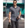 COOFANDY Men Short Sleeve Polo Shirt Casual Summer Collar Shirts Dress Button Polo T Shirt Classic Golf Shirts(Grey)