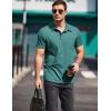 COOFANDY Men Short Sleeve Polo Shirt Casual Summer Collar Shirts Dress Button Polo T Shirt Classic Golf Shirts(Grey Green)