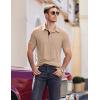 COOFANDY Men Short Sleeve Polo Shirt Casual Summer Collar Shirts Dress Button Polo T Shirt Classic Golf Shirts(Khaki)