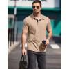 COOFANDY Men Short Sleeve Polo Shirt Casual Summer Collar Shirts Dress Button Polo T Shirt Classic Golf Shirts(Khaki)