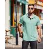 COOFANDY Men Short Sleeve Polo Shirt Casual Summer Collar Shirts Dress Button Polo T Shirt Classic Golf Shirts(Light Green)