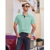 COOFANDY Men Short Sleeve Polo Shirt Casual Summer Collar Shirts Dress Button Polo T Shirt Classic Golf Shirts(Light Green)