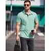 COOFANDY Men Short Sleeve Polo Shirt Casual Summer Collar Shirts Dress Button Polo T Shirt Classic Golf Shirts(Light Green)