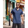 COOFANDY Men Short Sleeve Polo Shirt Casual Summer Collar Shirts Dress Button Polo T Shirt Classic Golf Shirts(Navy Blue)