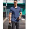 COOFANDY Men Short Sleeve Polo Shirt Casual Summer Collar Shirts Dress Button Polo T Shirt Classic Golf Shirts(Navy Blue)