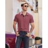 COOFANDY Men Short Sleeve Polo Shirt Casual Summer Collar Shirts Dress Button Polo T Shirt Classic Golf Shirts(Red)