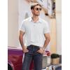 COOFANDY Men Short Sleeve Polo Shirt Casual Summer Collar Shirts Dress Button Polo T Shirt Classic Golf Shirts(White)