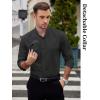 COOFANDY Mens 2-in-1 Dress Shirts Detachable Collar Long Sleeve Wrinkle Free Shirt Business Casual Button Down Shirt(Black)