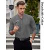 COOFANDY Mens 2-in-1 Dress Shirts Detachable Collar Long Sleeve Wrinkle Free Shirt Business Casual Button Down Shirt(Dark Grey)