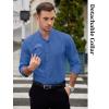 COOFANDY Mens 2-in-1 Dress Shirts Detachable Collar Long Sleeve Wrinkle Free Shirt Business Casual Button Down Shirt(Navy Blue)