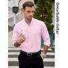 COOFANDY Mens 2-in-1 Dress Shirts Detachable Collar Long Sleeve Wrinkle Free Shirt Business Casual Button Down Shirt(Pink)