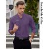 COOFANDY Mens 2-in-1 Dress Shirts Detachable Collar Long Sleeve Wrinkle Free Shirt Business Casual Button Down Shirt(Purple)