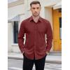 COOFANDY Mens 2-in-1 Dress Shirts Detachable Collar Long Sleeve Wrinkle Free Shirt Business Casual Button Down Shirt(Wine Red)