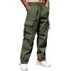 COOFANDY Men’s Baggy Cargo Pants Trendy Casual Parachute Pant Loose Fit Harem Joggers with Pockets(Army Green)