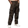 COOFANDY Men’s Baggy Cargo Pants Trendy Casual Parachute Pant Loose Fit Harem Joggers with Pockets(Brown)