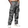 COOFANDY Men’s Baggy Cargo Pants Trendy Casual Parachute Pant Loose Fit Harem Joggers with Pockets(Grey)