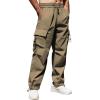 COOFANDY Men’s Baggy Cargo Pants Trendy Casual Parachute Pant Loose Fit Harem Joggers with Pockets(Khaki)