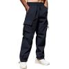 COOFANDY Men’s Baggy Cargo Pants Trendy Casual Parachute Pant Loose Fit Harem Joggers with Pockets(Navy Blue)