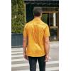 COOFANDY Men’s Casual Button Down Shirts Short Sleeve Summer Beach Vacation Untucked Dress Shirts with Pocket(02 Golden Yellow)