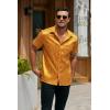 COOFANDY Men’s Casual Button Down Shirts Short Sleeve Summer Beach Vacation Untucked Dress Shirts with Pocket(02 Golden Yellow)