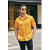 COOFANDY Men’s Casual Button Down Shirts Short Sleeve Summer Beach Vacation Untucked Dress Shirts with Pocket(02 Golden Yellow)