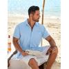 COOFANDY Men’s Casual Button Down Shirts Short Sleeve Summer Beach Vacation Untucked Dress Shirts with Pocket(Clear Blue)