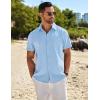 COOFANDY Men’s Casual Button Down Shirts Short Sleeve Summer Beach Vacation Untucked Dress Shirts with Pocket(Clear Blue)