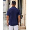 COOFANDY Men’s Casual Button Down Shirts Short Sleeve Summer Beach Vacation Untucked Dress Shirts with Pocket(Deep Blue)