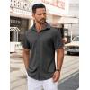 COOFANDY Men’s Casual Button Down Shirts Short Sleeve Summer Beach Vacation Untucked Dress Shirts with Pocket(Deep Grey)