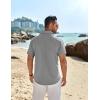 COOFANDY Men’s Casual Button Down Shirts Short Sleeve Summer Beach Vacation Untucked Dress Shirts with Pocket(Grey)
