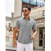 COOFANDY Men’s Casual Button Down Shirts Short Sleeve Summer Beach Vacation Untucked Dress Shirts with Pocket(Grey)