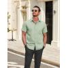 COOFANDY Men’s Casual Button Down Shirts Short Sleeve Summer Beach Vacation Untucked Dress Shirts with Pocket(Light Green)