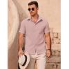 COOFANDY Men’s Casual Button Down Shirts Short Sleeve Summer Beach Vacation Untucked Dress Shirts with Pocket(Light Pink)