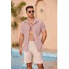 COOFANDY Men’s Casual Button Down Shirts Short Sleeve Summer Beach Vacation Untucked Dress Shirts with Pocket(Light Pink)