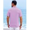 COOFANDY Men’s Casual Button Down Shirts Short Sleeve Summer Beach Vacation Untucked Dress Shirts with Pocket(Light Purple)