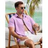 COOFANDY Men’s Casual Button Down Shirts Short Sleeve Summer Beach Vacation Untucked Dress Shirts with Pocket(Light Purple)
